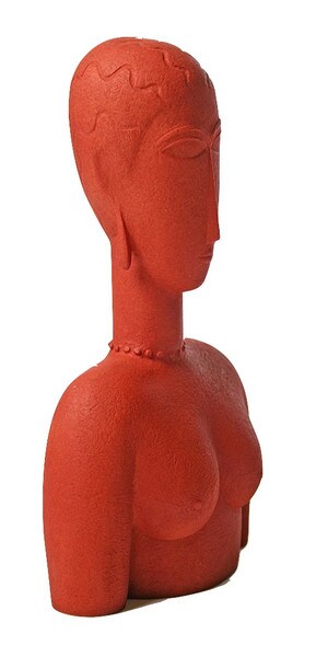 Modigliani Abstract Female Bust Red Replicated Statue Sculpture Form